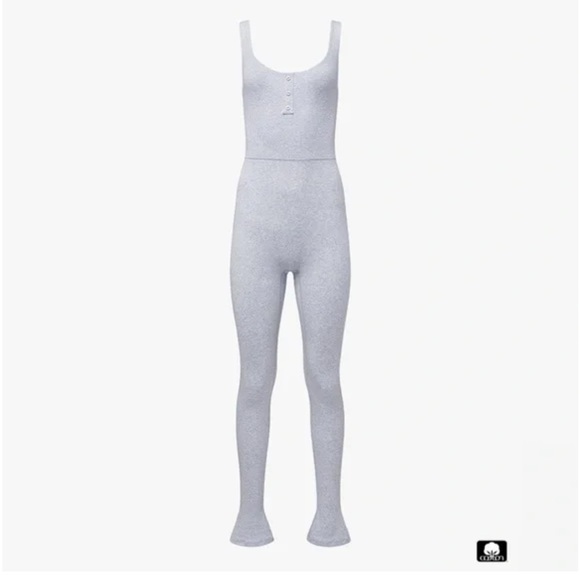 WeWoreWhat Henley Flare Jumpsuit in Light Heather Gray Size M - Picture 4 of 4